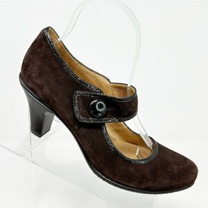 Sofft Mary Jane Chocolate Brown Suede Block Heel Pumps Size 7.5 Women's Casual